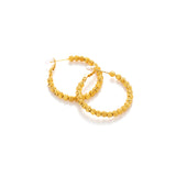 Gold Hoop Earrings With Risted Rope Chain
