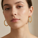 Gold Hoop Earrings With Risted Rope Chain