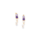 Vermeil Square Amethyst and Pink Topaz Pearl Drop Earrings
