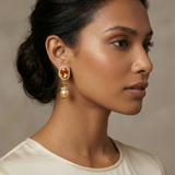 Amber Heirloom Pearl Drop Earrings - 22K Gold Vermeil
