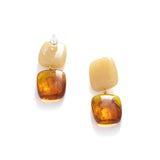 Amber & Cream Resin Drop Earrings | Vintage-Inspired Tortoiseshell Dangles